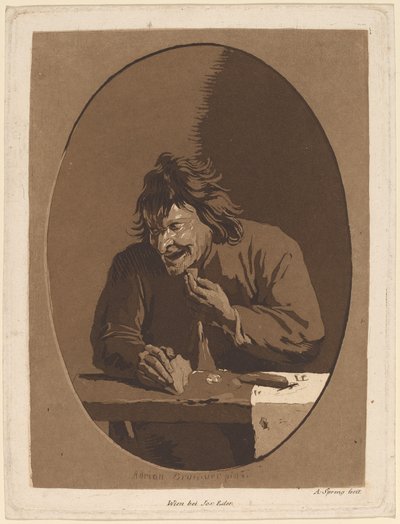 Ein Bauer beim Essen von Anton Spreng after Adriaen Brouwer; published by Joseph Eder