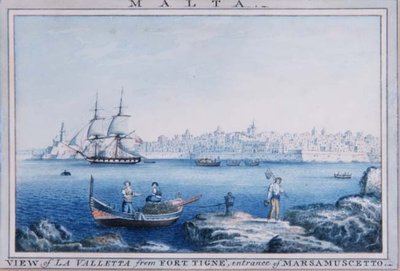 Malta: Blick auf La Valletta von Fort Tigne, Eingang von Marsamuscetto von Anton the Younger (circle) Schranz