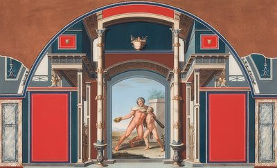 Wandgemälde eines römischen Hauses auf dem Gelände der Villa Negroni in Rom, Trunkener Herkules von Anton von Maron