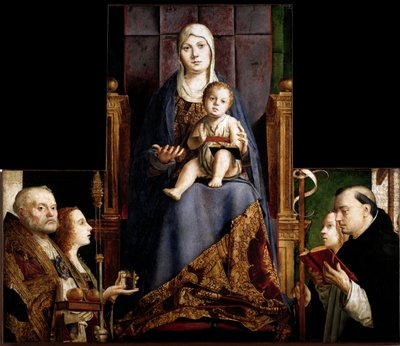 Altarbild von San Cassiano: Jungfrau und Kind umgeben von Heiligen Nikolaus von Myra oder Bari (270-345), Maria Magdalena, Heilige Ursula und Heilige Dominica von Antonello da Messina
