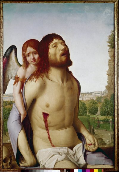 Der tote Christus, unterstützt von einem Engel von Antonello da Messina
