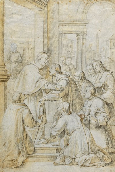 Der heilige Bruno trifft Bischof Hugo von Köln von Antoni Viladomat