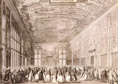 Herzogliche Gesellschaft, Bankett des Dogen von Venedig zu Ehren der Vertreter ausländischer Delegationen von Antonio (after) Canaletto