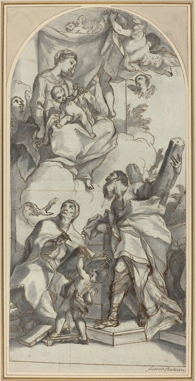 Die Madonna und das Kind in Herrlichkeit mit den Heiligen Gregor dem Großen und Andreas von Antonio Balestra