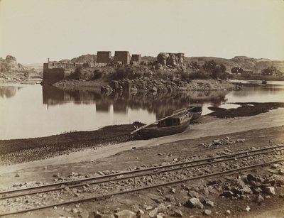Philae, Blick auf das Ostufer des Nils, Nordwesten von Antonio Beato