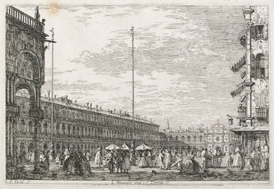 Ansichten: Der Palast des Prokurators und die Kirche St. Géminien, Venedig von Antonio Canaletto