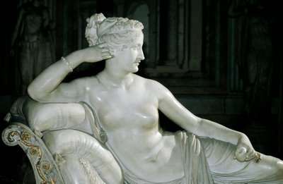 Paolina Borghese als Venus Victrix, von Antonio Canova, weißer Marmor von Antonio Canova