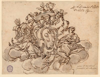 Entwurf für eine Deckenmalerei (?) mit dem Wappen von Kardinal Francesco Maria de