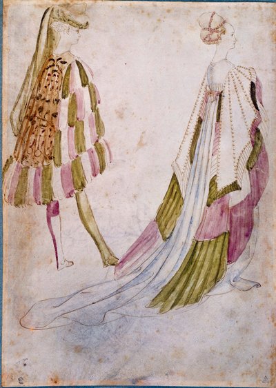 Ein Mann und eine Frau in Hofkleidung von Antonio Pisanello