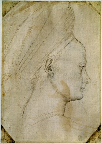 Kopf einer jungen Frau im Profil nach rechts von Antonio Pisanello