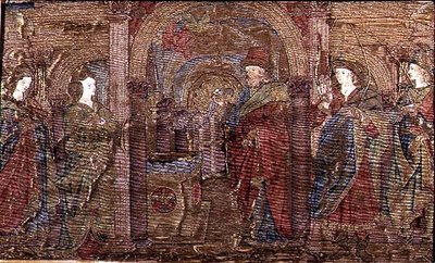 Die Verkündigung an Zacharias, Wandteppich, der Szenen aus dem Leben von St. Johannes dem Täufer darstellt von Antonio Pollaiuolo