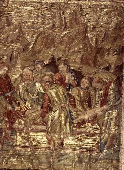 Das Begräbnis von St. Johannes dem Täufer, Wandteppich, der Szenen aus dem Leben des Heiligen darstellt von Antonio Pollaiuolo