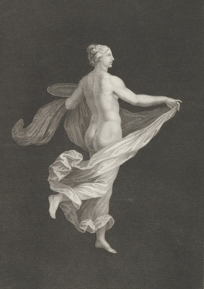 Eine teilweise nackte Bacchantin von hinten gesehen, nach rechts gewandt und ein ovales D... haltend, ca. 1795-ca. 1820 von Antonio Ricciani