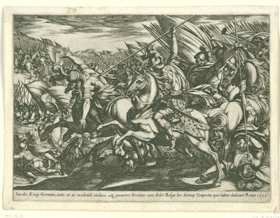 Angriff der Kavallerie mit zwei von Speeren durchbohrten Männern von Antonio Tempesta