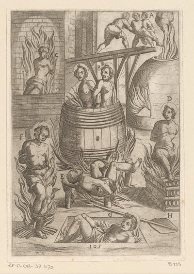 Folterung mit verschiedenen Verbrennungsmethoden von Antonio Tempesta