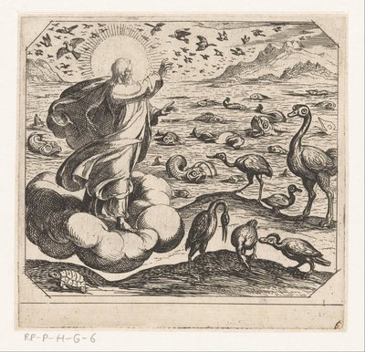 Gott erschafft die Vögel und die Fische von Antonio Tempesta