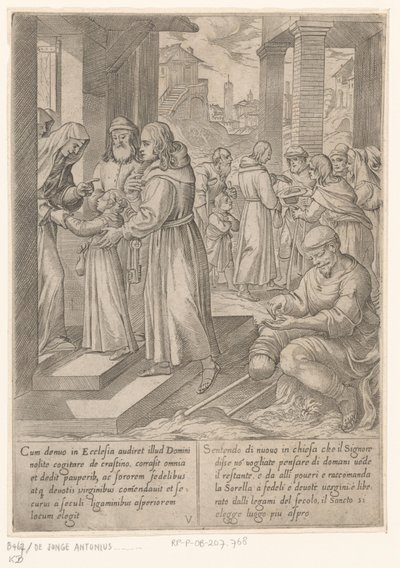 H. Antonius bringt seine Schwester zu den Nonnen Das Leben des heiligen Antonius des Großen (Serientitel) von Antonio Tempesta