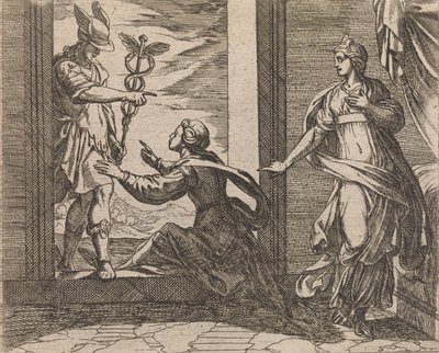 Merkur verwandelt Aglauros in Stein von Antonio Tempesta