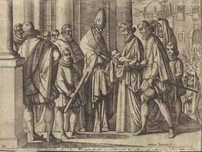 Philipp als Junge vor Margarete von Österreich (verso) von Antonio Tempesta