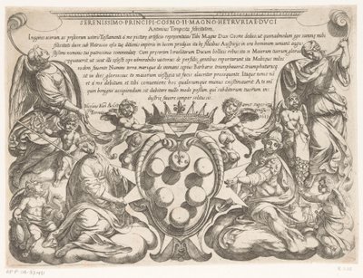 Titelblatt mit Widmung an und Wappen von Cosimo II. de