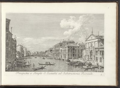 Ansicht des Canal Grande und der Kirche San Stae in Venedig (Prospectus a Templo S. Eustathii ad Substructiones Rivoalti) (Urbis Venetiarum prospectus celebriores) von Antonio Visentini