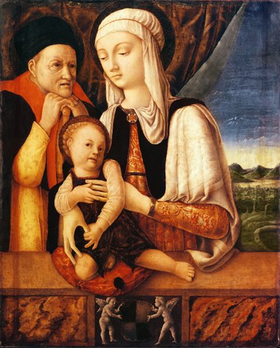 Die Heilige Familie (Wappen von Barbara von Brandenburg, Herzogin von Mantua), ca. 1450-60 von Antonio Vivarini