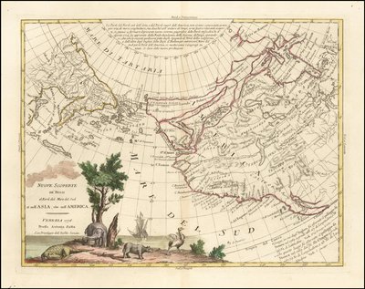 Karte von 1776 - Neue Entdeckungen der Russen im Norden des Südmeeres sowohl in Asien als auch in Amerika von Antonio Zatta