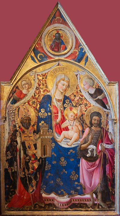 Madonna mit Kind auf dem Thron mit Heiligen (Detail) von Antonio da Firenze