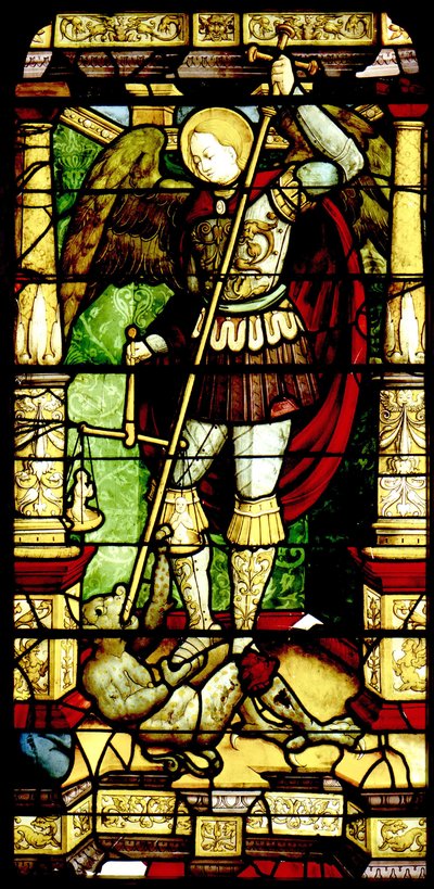 Buntglas mit St. Michael, der Seelen wiegt von Antonio da Pandino
