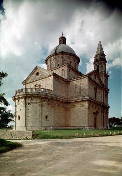 Ansicht der Kirche San Biagio, erbaut von Architekt Antonio da Sangallo dem Älteren (1453-1534) 1518-1545 Montepulciano, Toskana, Italien von Antonio da the elder Sangallo