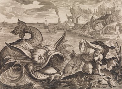 Jona wird vom Fisch an Land geworfen von Antonius Wierix