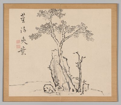 Doppelalbum mit Landschaftsstudien nach Ikeno Taiga, Band 1 Blatt 4, 18. Jahrhundert von Aoki Shukuya