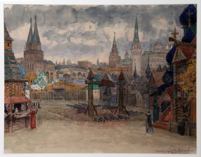 Der Platz der Strelitzen - Bühnenbild für die Oper "Chowanschtschina" von Modest Mussorgski von Apollinari Mikhailovich Vasnetsov