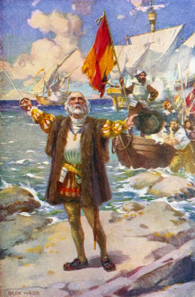 Die Landung von Kolumbus von Archibald Bertram (after) Webb
