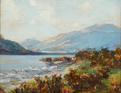 Hochlandszene mit Viehtränke von Archibald Kay