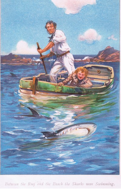 Zwischen dem Riff und dem Strand schwammen die Haie von Archibald Webb
