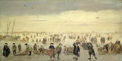 Winterszene mit zahlreichen Figuren auf dem Eis, ca. 1600-31 von Arent Arentsz