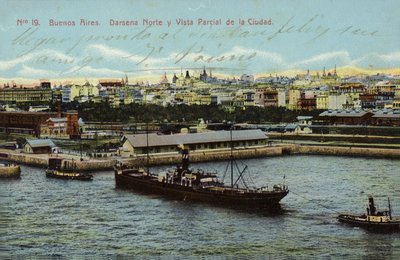 Norddock und Teilansicht der Stadt, Buenos Aires, Argentinien von Argentinian Photographer