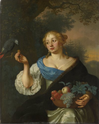 Eine junge Frau mit einem Papagei von Arie de Vois