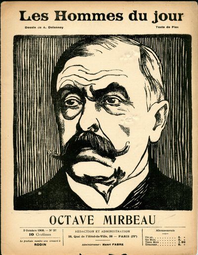 Cover von „Les Hommes du jour“, satirisch in Schwarz-Weiß von Aristide Delannoy