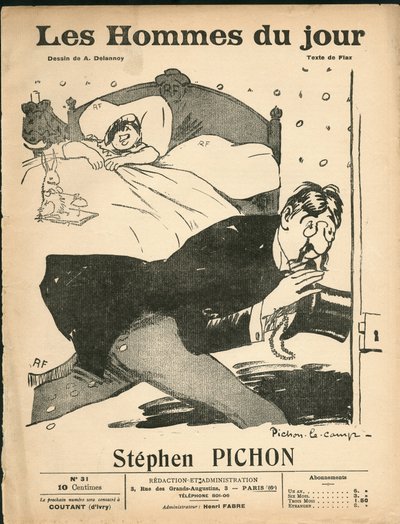 Titelblatt von „The Men of the Day“, ca. 1905 - Illustration von Aristide Delannoy: Schlafzimmer - Marianne, Pichon Stephen von Aristide Delannoy