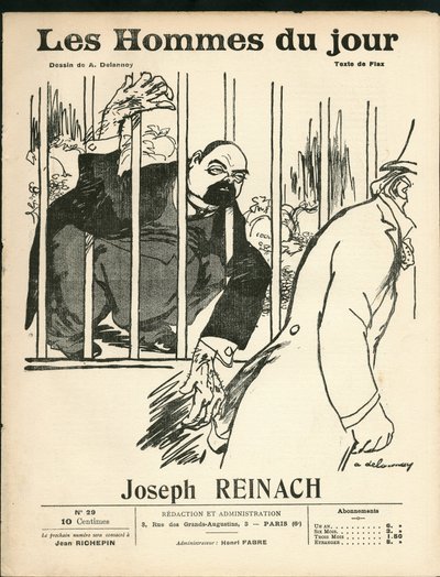 Titelblatt von „The Men of the Day“, ca. 1905 - Illustration von Aristide Delannoy (1874-1911): Antisemitismus, Silber - Reinach Joseph (1856-1921), Affe von Aristide Delannoy