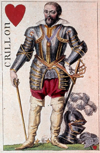 Darstellung von Louis de Balbes de Berton, Ritter genannt der Tapfere Crillon (Detail einer Spielkarte) von Armand Gustave Houbigant