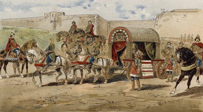 Kutsche eines fränkischen Prinzen aus der Zeit Karls des Großen, 9. Jahrhundert von Armand Jean Heins