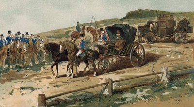Postillione, Kutsche und Postkutsche, Niederlande, 19. Jahrhundert von Armand Jean Heins