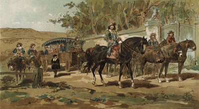 Postkutsche und Eskorte, Spanische Niederlande, frühes 17. Jahrhundert von Armand Jean Heins