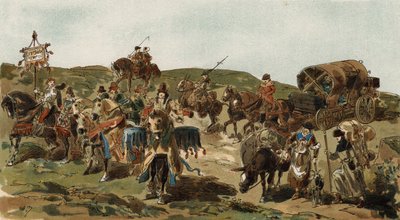 Wagen und Eskorte, Zeit der Herzöge von Burgund, 15. Jahrhundert von Armand Jean Heins