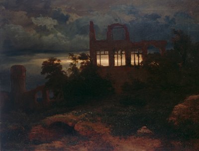 Ruine vor düsterem Himmel von Arnold Böcklin