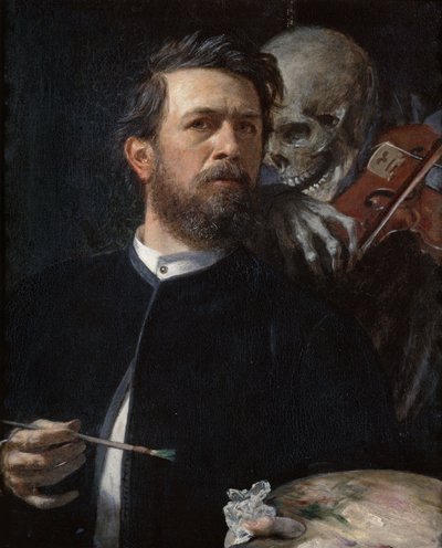 Selbstporträt mit dem Tod, der die Geige spielt von Arnold Böcklin