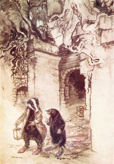 Illustration für Der Wind in den Weiden von Kenneth Grahame von Arthur (after) Rackham